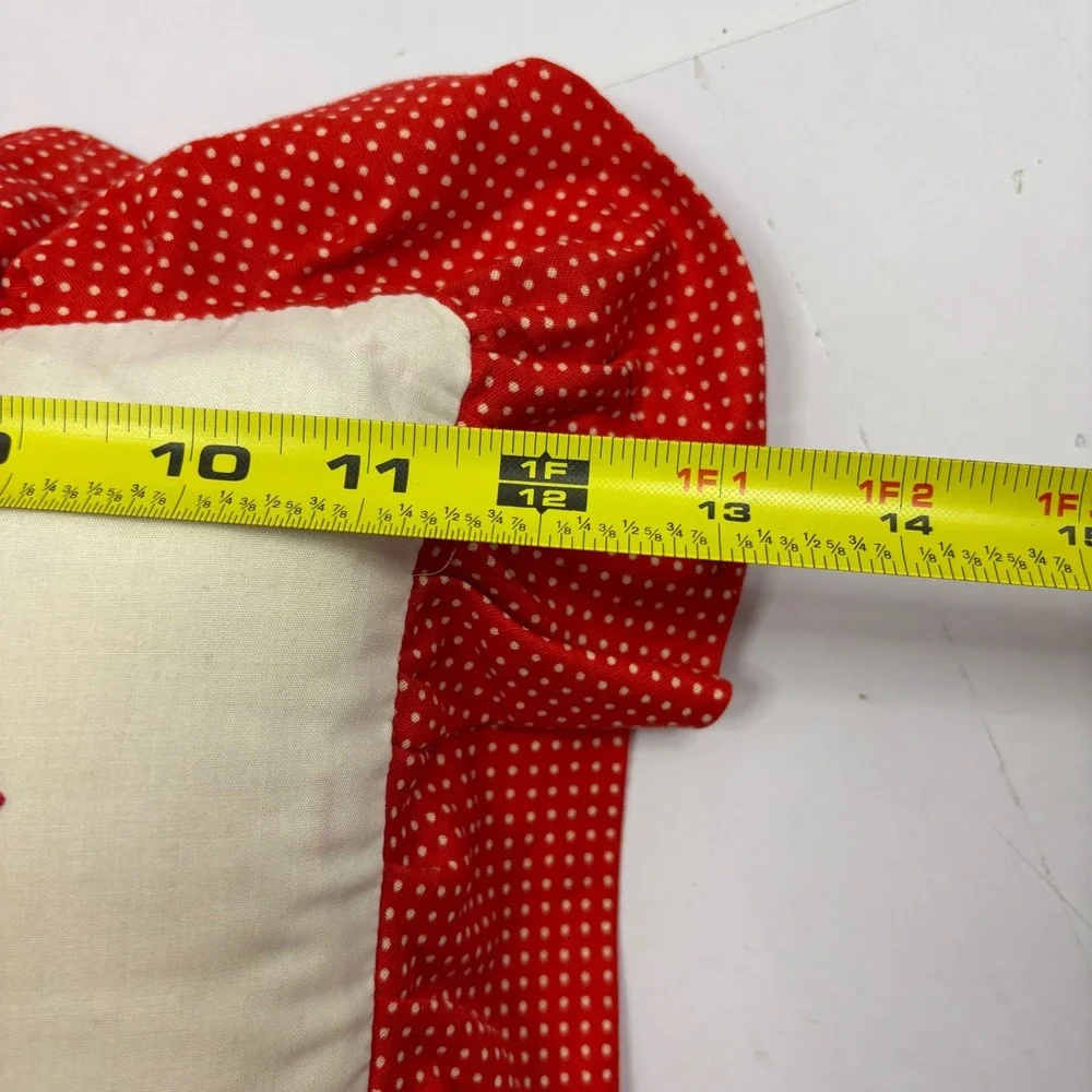 Vintage 1979 Enesco Lucy & Me Christmas Teddy Bear Ruffle Pillow Polka‎ Dot Red